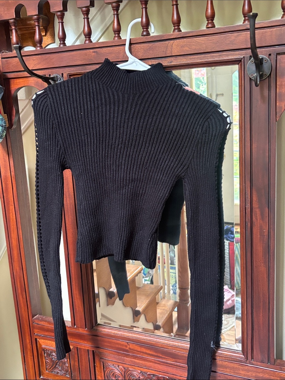 PrettyLittleThing Black Ribbed High Neck Sweater